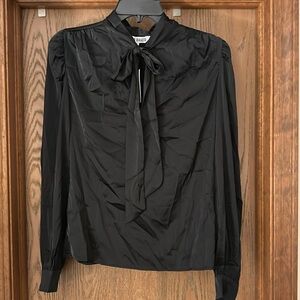 Silky tie front blouse